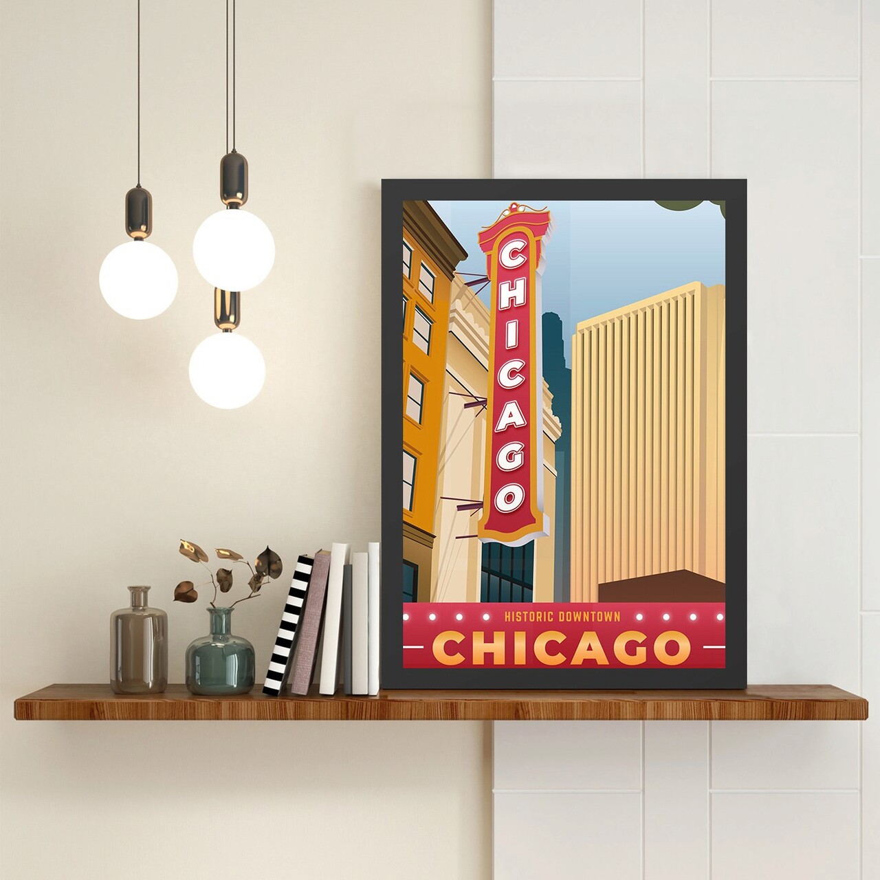 Tablou decorativ, Chicago (40 x 55), Polistiren, Multicolor - imagine 3